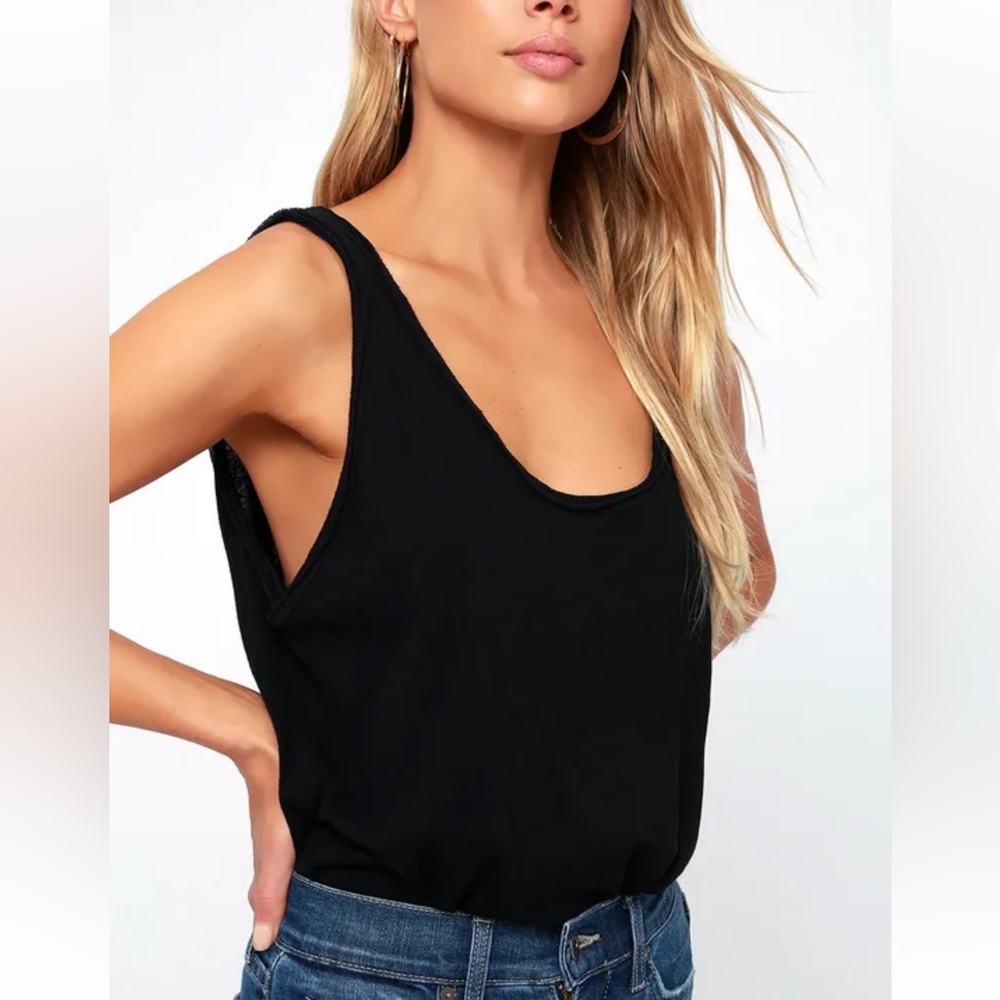 Free People Sydney Black Sleeveless Bodysuit